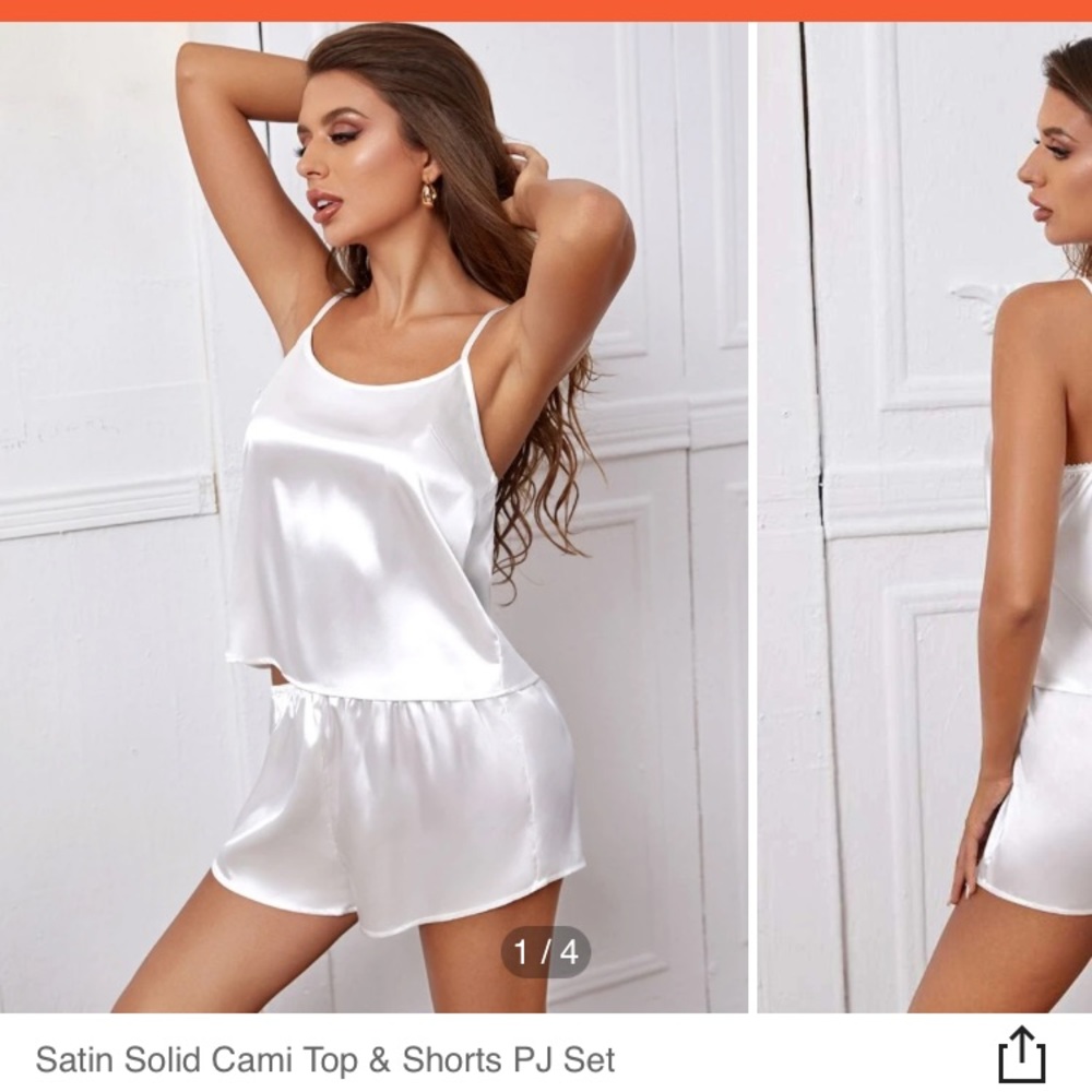 Satin Solid Cami Top & Shorts PJ Set (Small)